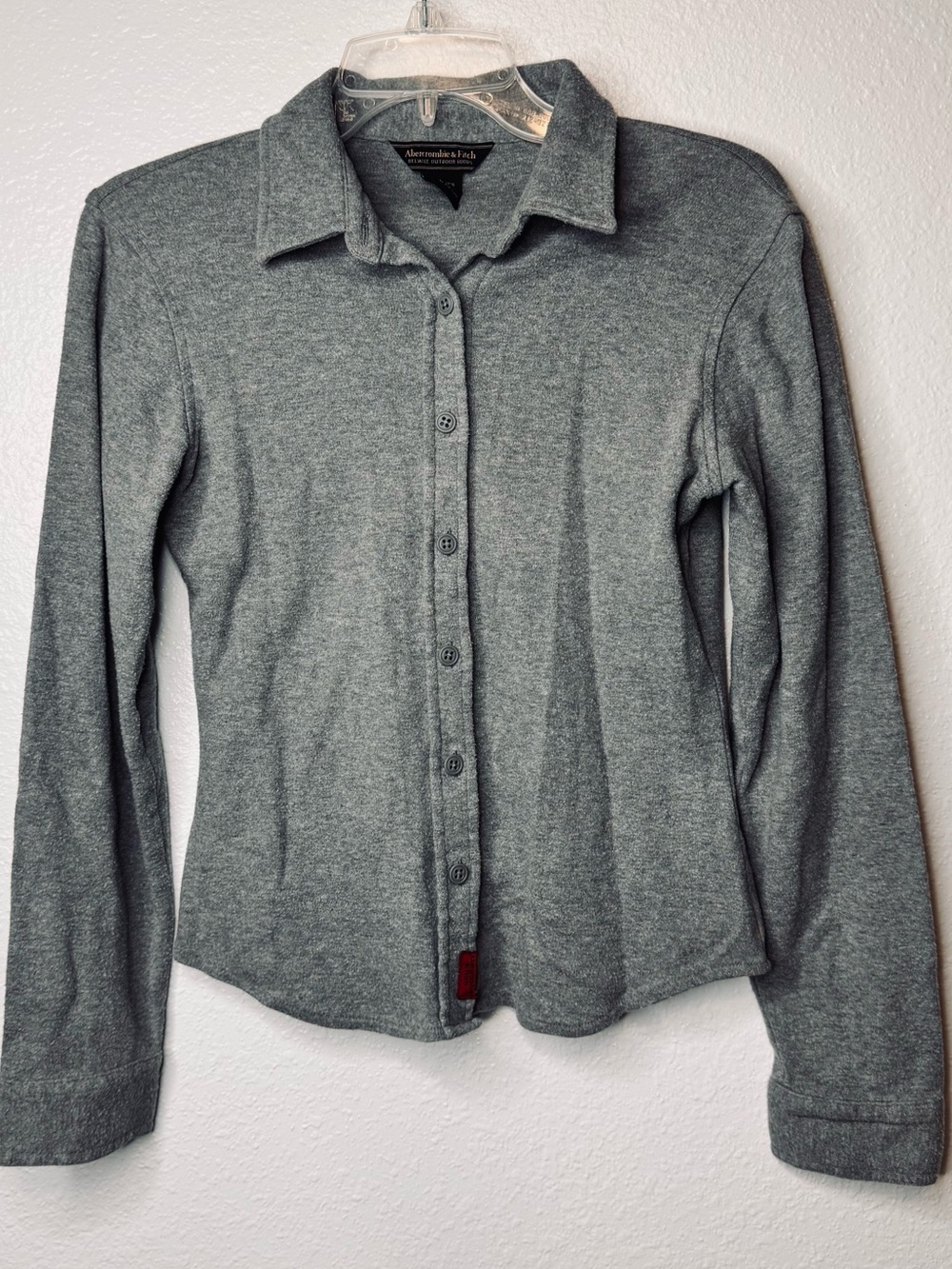 Y2K 2010s Abercombie Fitch Gray Cotton Women Flannel Shirt Slim fit M
